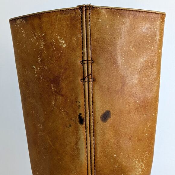 Vtg Frye Campus Black Label 70s Tall Leather Boots 8.5 B Knee High - Picture 13 of 16